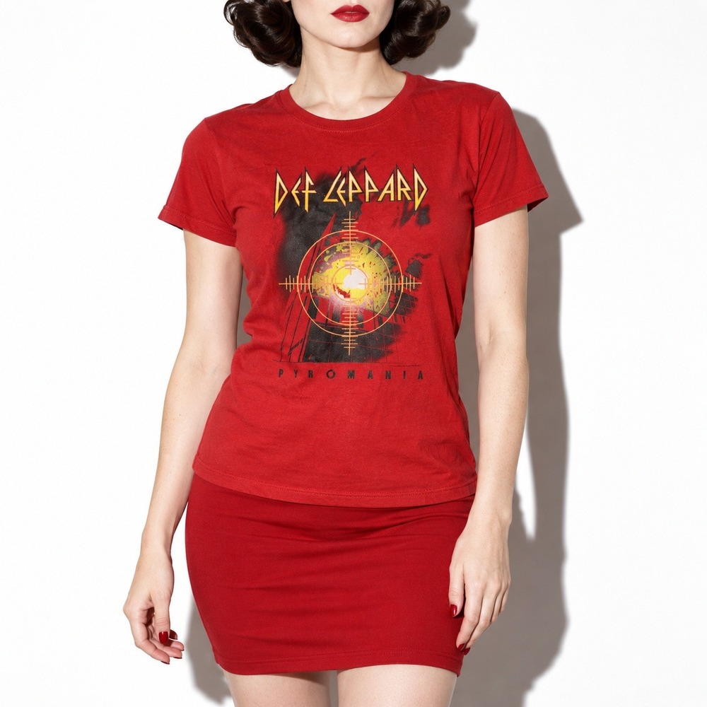 Def Leppard Pyromania Graphic Babydoll Tee Womens S Red Port Company T Shirt